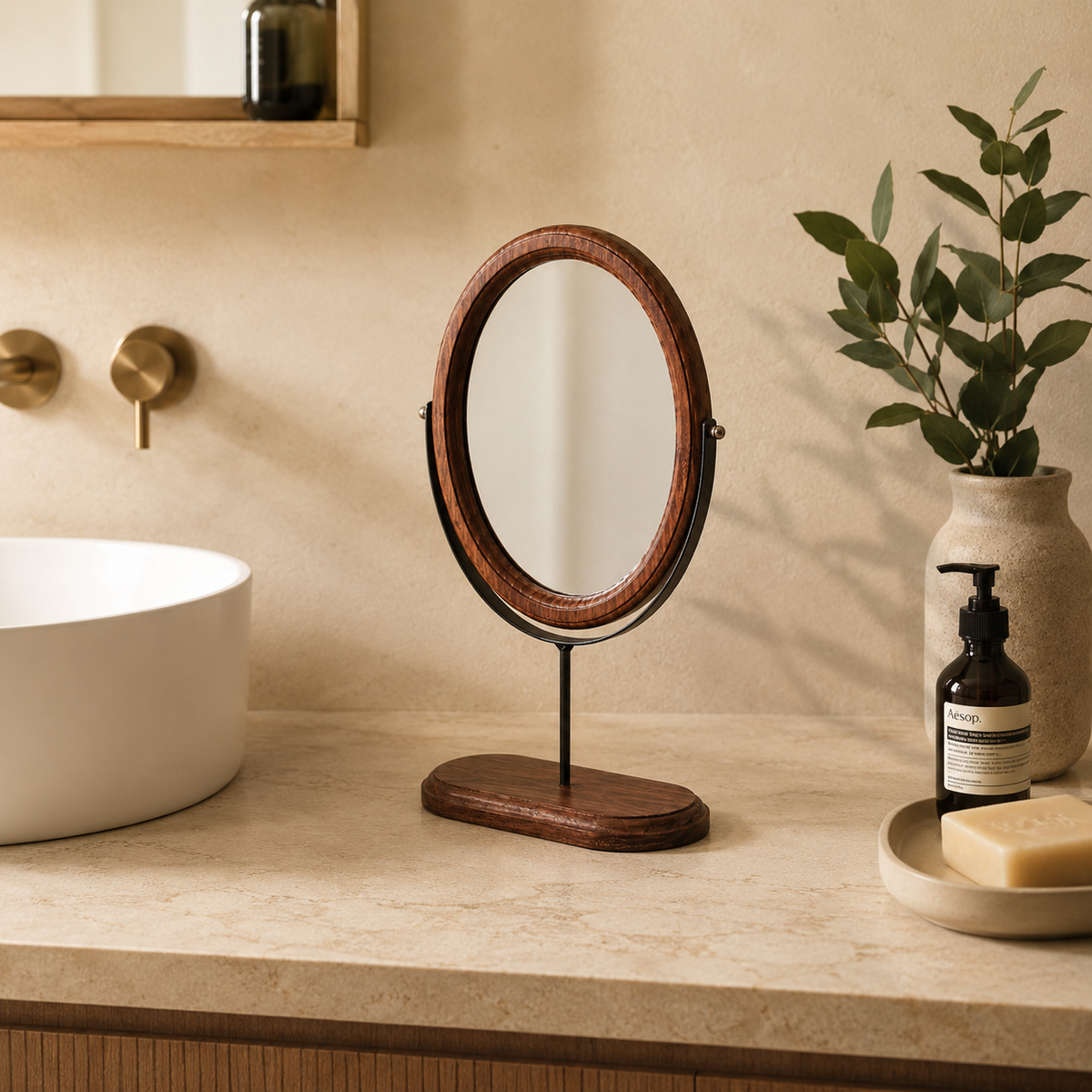 Miroir Vanità — Ovale à poser, bois