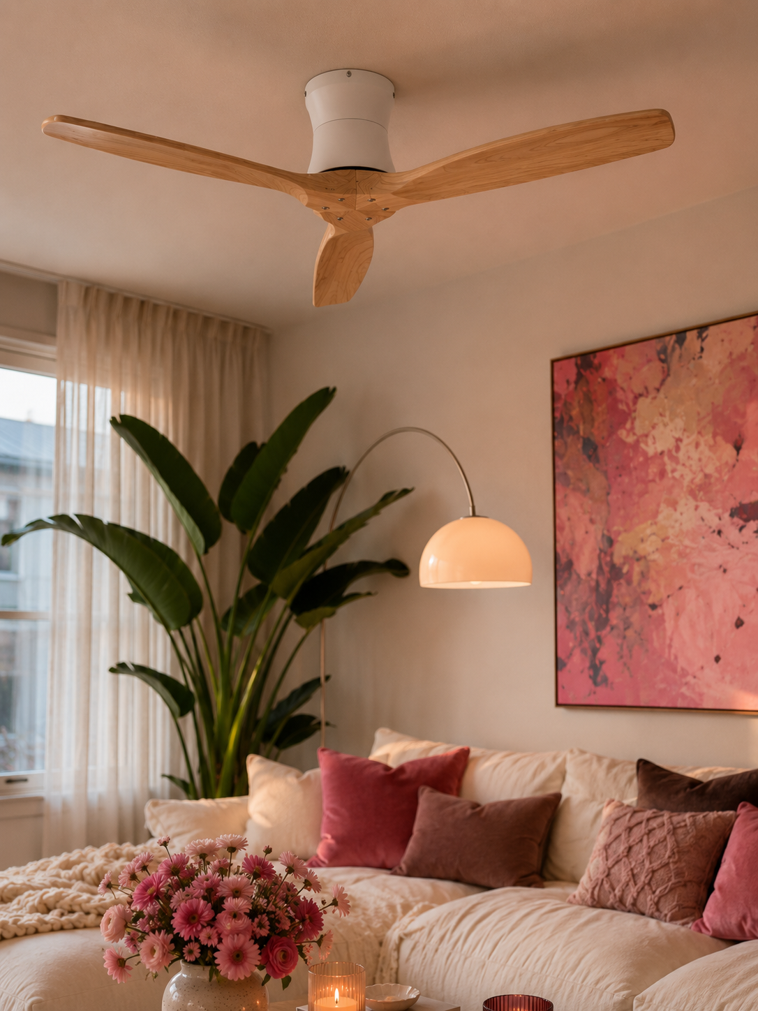 Ventilateur de plafond Vento 132 cm — Chêne clair