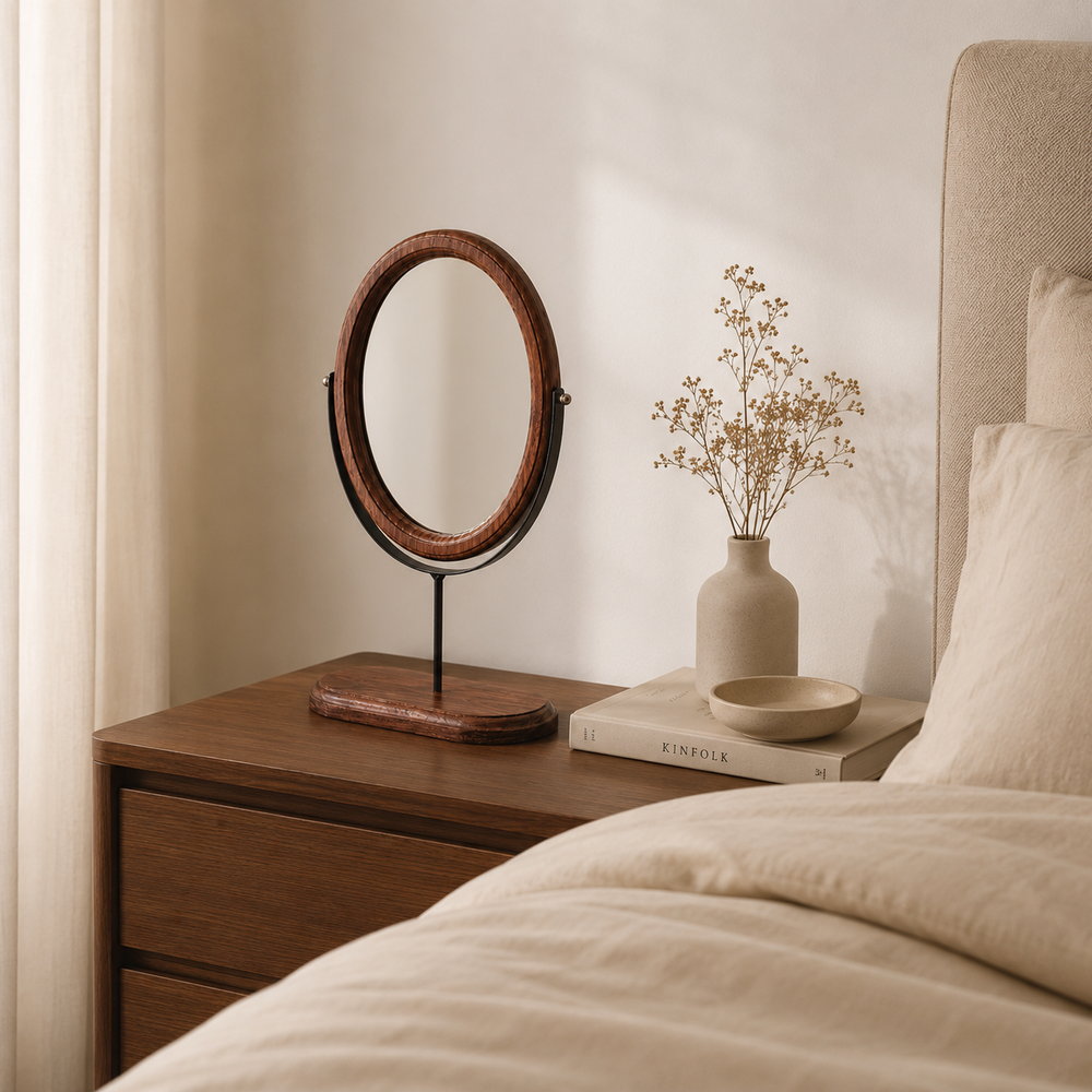 Miroir Vanità — Ovale à poser, bois