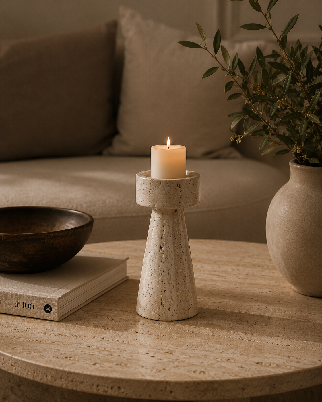 Bougeoir Ostuni — Travertin
