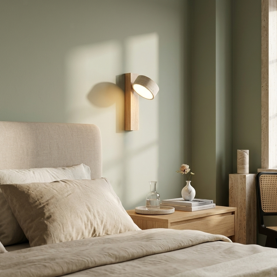 Applique Pavia — Travertin & bois