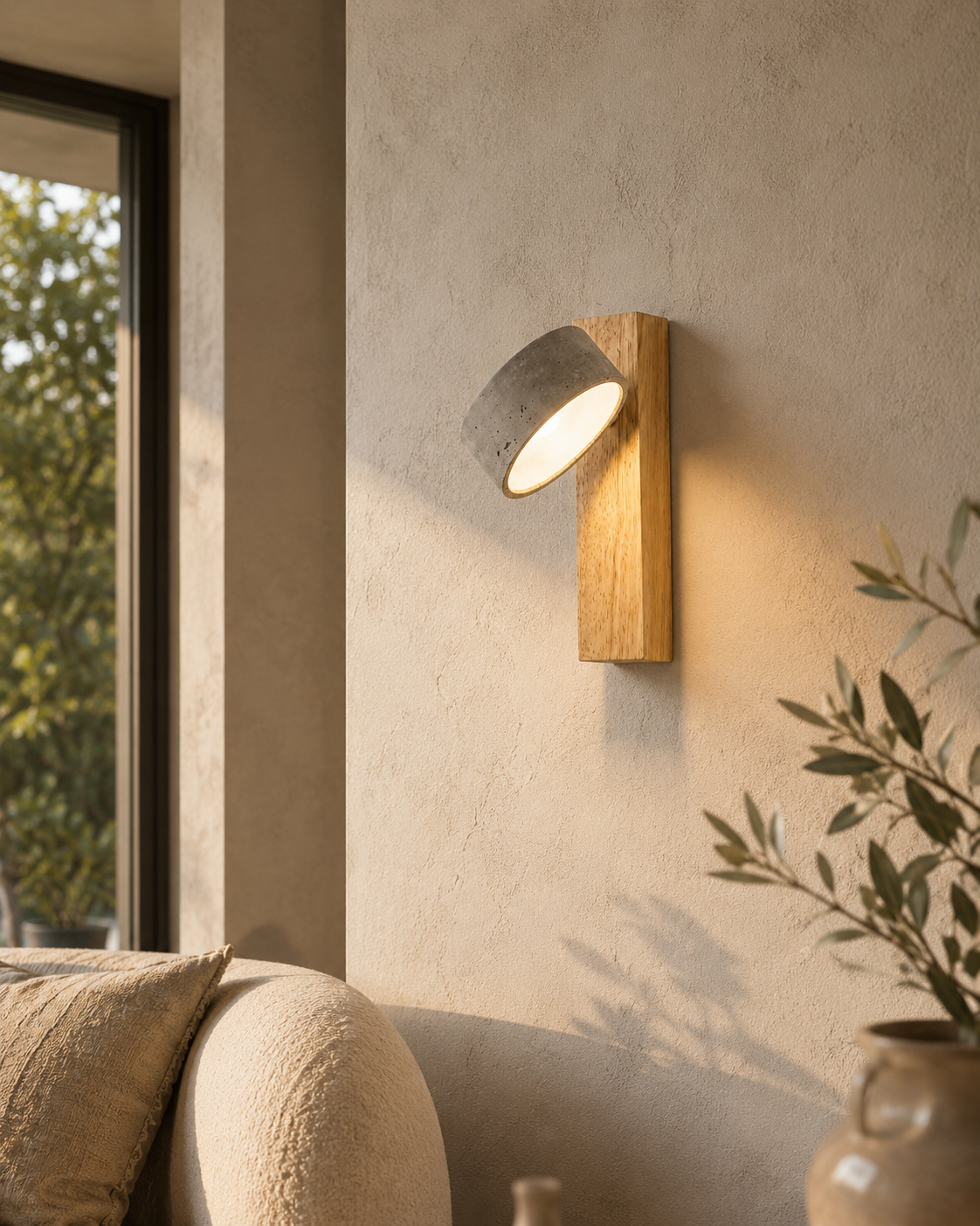 Applique Pavia — Travertin & bois