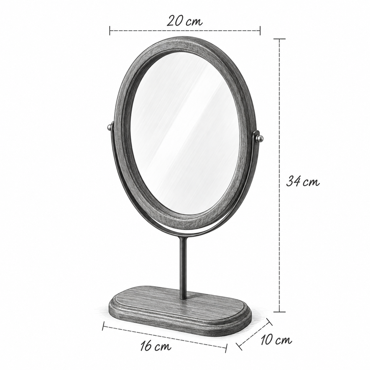 Miroir Vanità — Ovale à poser, bois